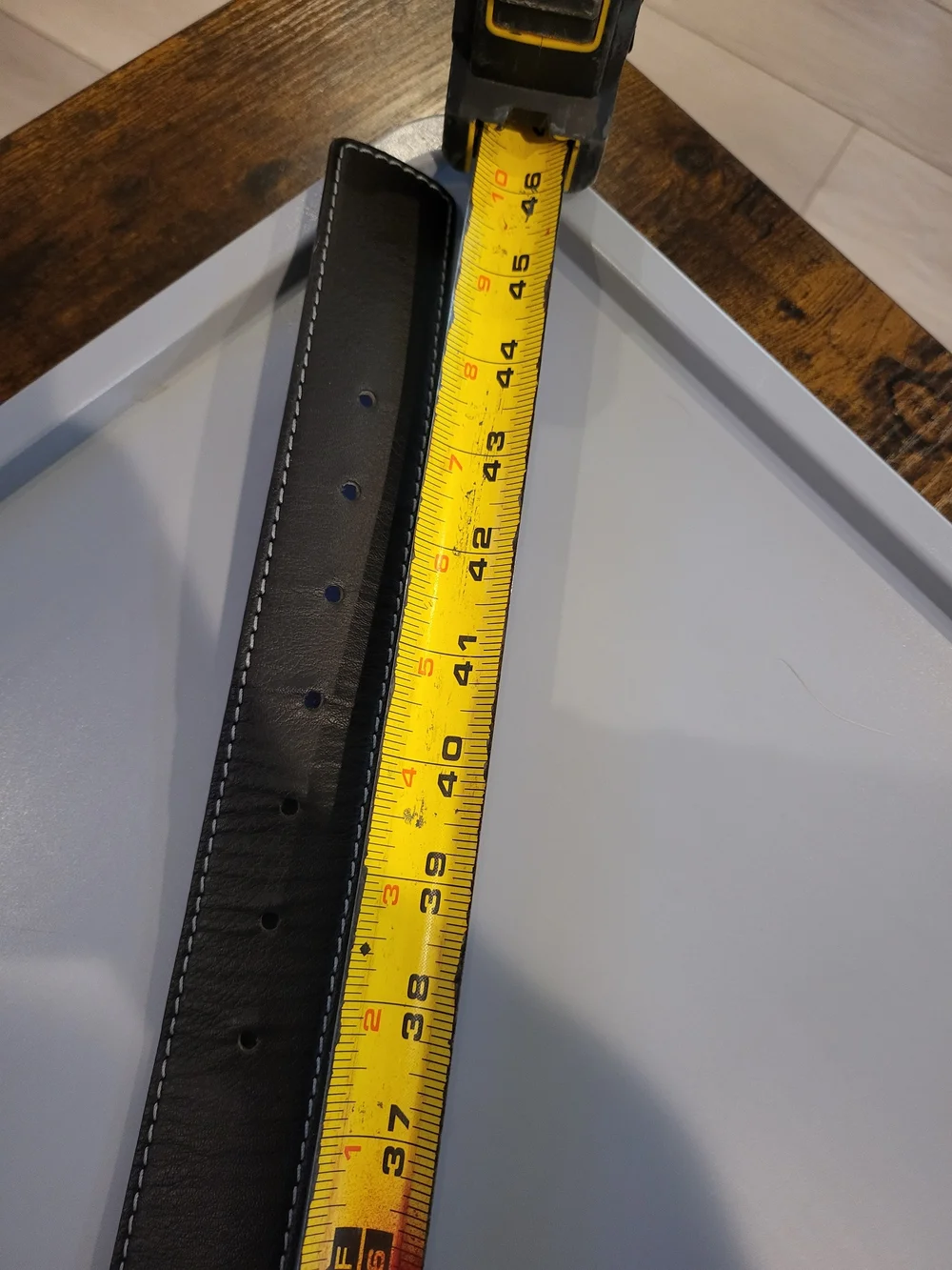 Steve Madden Black Leather Belt with White Stitching